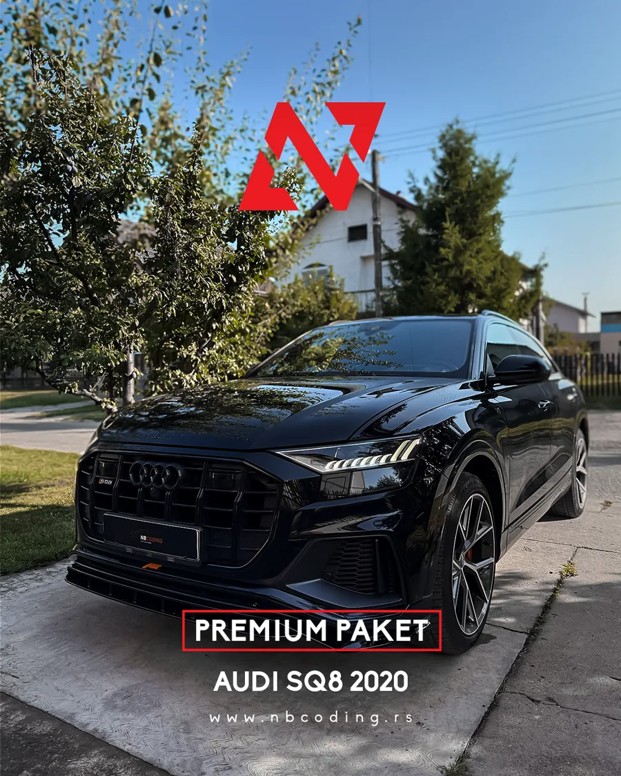 Crni Audi SQ8 2020 — premium paket kodiranja u NB Coding radionici